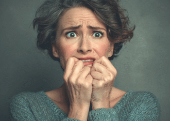 A nervous white woman who is concerned about paying taxes on bingo jackpot winnings