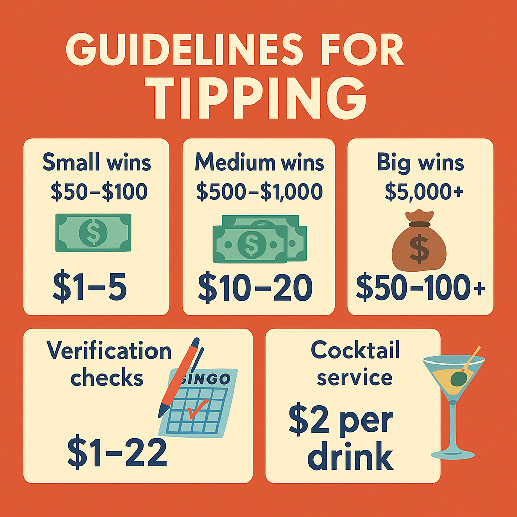 An infographic showing how much to tip at bingo