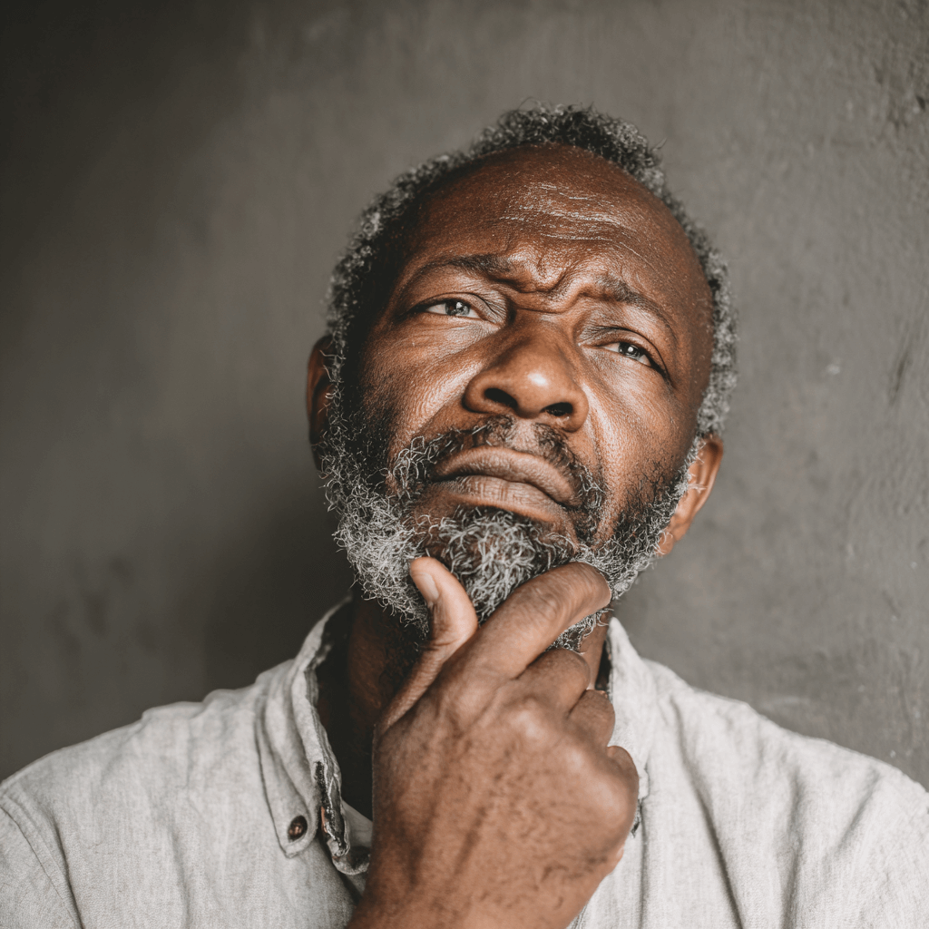  An older man pondering how much should you tip for bingo wins.png