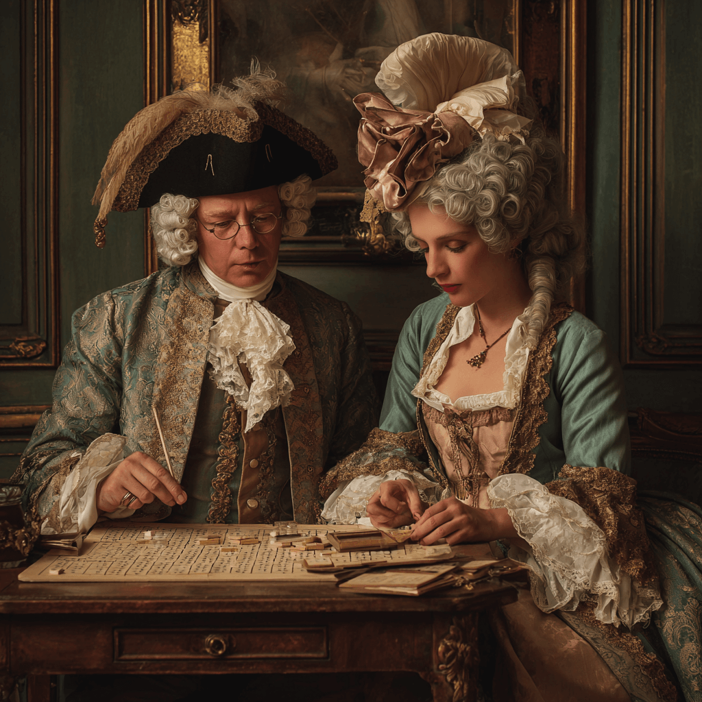 the history of bingo showing two french aristocrats playing bingo